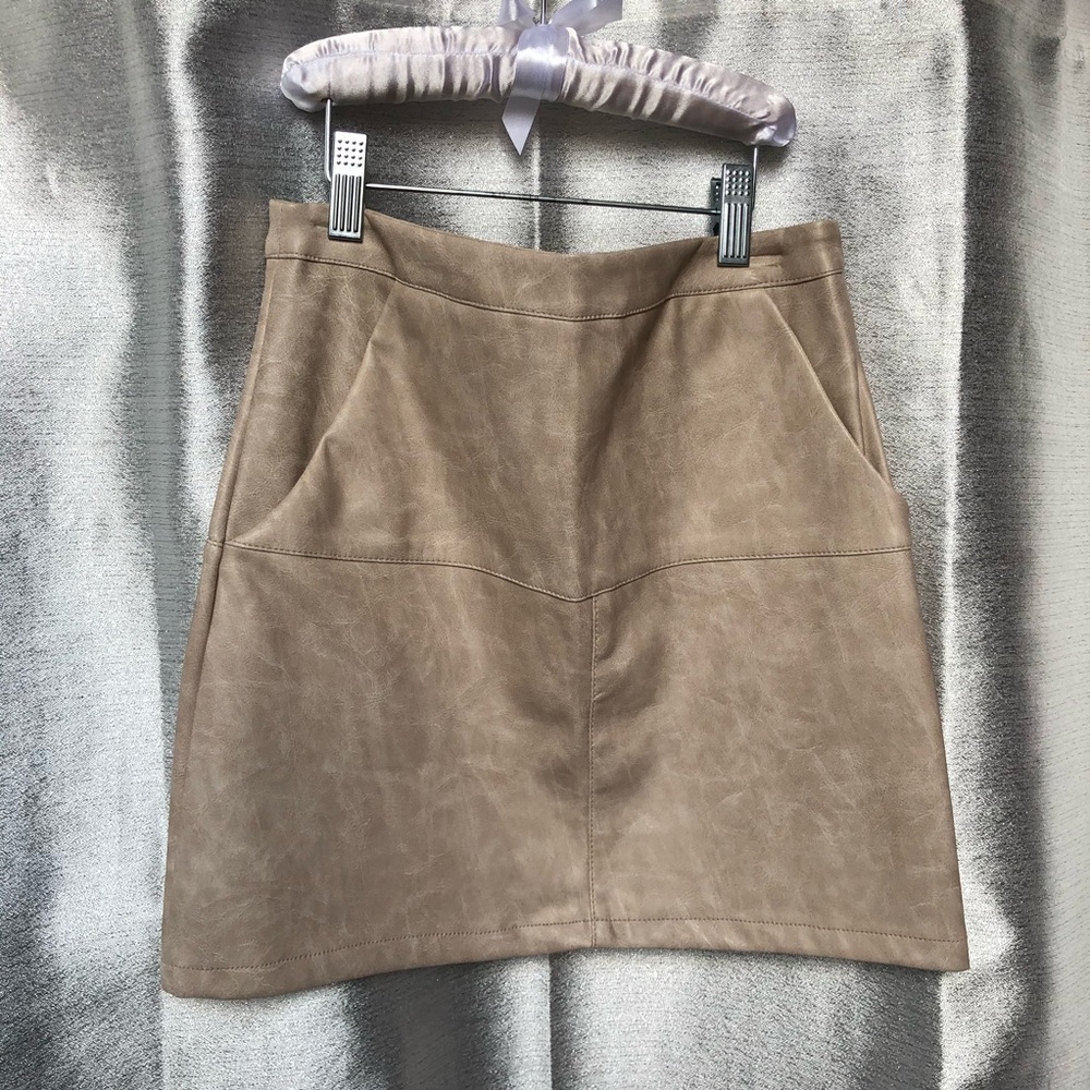 Faux Leather Skirt with Pockets